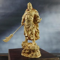 關羽雕像 工藝品 關二爺 擺件, 關公高12厘米(大葉黃楊木)