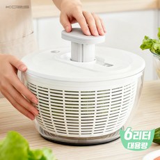 코지스 펌프식 샐러드 채소 과일 스피너 야채 탈수기 6.29L, 1개, 화이트