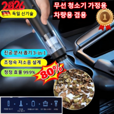 1/1+1무선 차량용 미니청소기【흡입 및 송풍 가능】 3in1다기능 초강력 휴대용 무음 진공 청소기, 화이트*1개+블랙*1개
