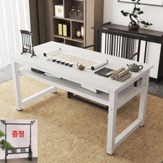 서예 책상 컴퓨터 학습 테이블 공부, 160x80x80cm, 화이트탑재+화이트 다리
