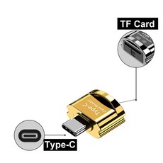 아이폰 호환 USB 마이크로 SD 카드 리더기 유형 TF 메모리 어댑터 OTG for 삼성 샤오미 Tablets, gold type c, gold type c, gold type c