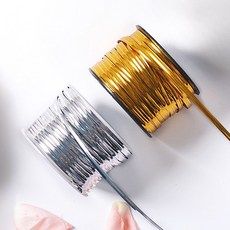 기프트 포장와이어 빵봉지 포장끈 빵끈 철사 롤 리본 타이 선물포장 포장지 답례품, 91M, 1개, 실버