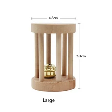 천연 나무 애완 동물 앵무새 원목 장난감 벨 다람쥐 새 햄스터 가지 농어 씹기 물린 장난감 반지 새용 재미, 1개, 02 4.8cmx7.3cm