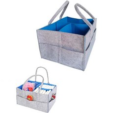 아기 기저귀 캐디는 육아용품 보관 자동차 정리 그리고 샤워를 위한 사려 깊은 선물로 설계된 다용도 바구니입니다. 기저귀와 물티슈를 보관하기에 완벽합니다. 라이트 그레이 블루, Blue & Gray