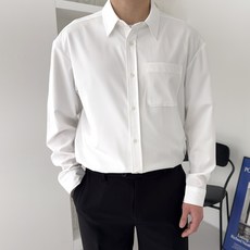 마르티 남성용 오버핏 링클프리 빅사이즈 베이직 긴팔 남방 셔츠
