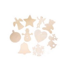 木製裝飾品套裝，天使星星雪花造型，原木色DIY手工藝材料, 聖誕主題-木片, 1個