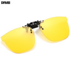 DFMEI PC防爆時尚款太陽鏡夾片墨鏡司機眼鏡夾片開車駕駛夜視鏡, 1個, 黃色夜用鏡片