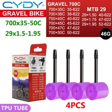 46g CYDY TPU 내부 튜브 700C 자갈 자전거 700x35-50C 35C 38C 40C 45C 50C 타이어 카메라 MTB 29x1.5-1.95, 02 45mm, 01 46G 700x35-50C 4PCS