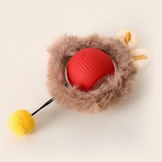 고양이 토끼융털 혼자노는 자동 장난감 볼, 1개, 레드