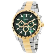 CITIZEN 星辰 超霸時尚三眼計時鋼帶腕錶 綠X金 AN8234-58X