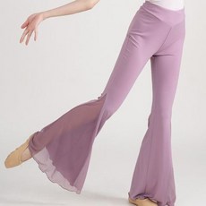 FANSYLI 여성 라인댄스 바지 쉬폰 와이드 팬츠 빅사이즈 단체 무용복 모던댄스 나팔바지 X2602F10
