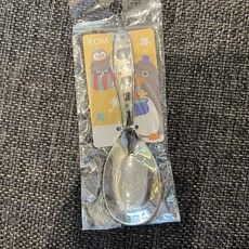 KOM兒童316不鏽鋼餐具便攜組 湯匙叉勺子 短柄 幼兒園 可愛卡通 3-7歲適用, kom企鵝匙2 隻（無盒）, 1個, 湯匙