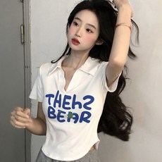 Kingfishe 여성 심플 폴라넥 반팔 티셔츠 여름 슬림 숏상의 bh5 Yanf