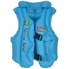 BO雜貨 L號兒童加厚助遊充氣泳衣，安全PVC浮力背心，防漏氣設計，游泳學習裝備, 藍色、橘色、黃色