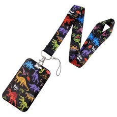 BKBKAAK ID 카드 홀더가 있는 자폐증 인식 랜야드 특수 교육을 위한 다채로운 무지개 교사 액세서리 교사 학생 간호사를 위한 독특한 랜야드, 공룡