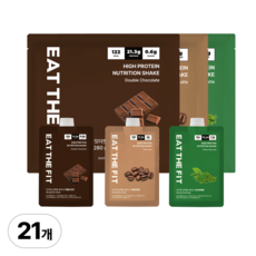잇더핏 단백질 쉐이크 3주플랜 (더블초코맛 1주+카페라떼맛 1주+녹차라떼맛 1주), 3개, 280g