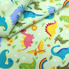 厚棉布 恐龍幼兒園插畫 手作拼布家飾DIY, 薄荷,尺, 1個