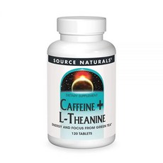 Source Naturals 카페인 + L-테아닌 녹차의 에너지 및 집중력 지원 - 120정, Source Naturals 카페인 + L-테아닌, 녹, 1개