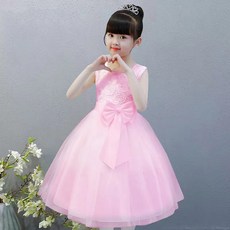 DIU 女童夏裝連衣裙白色中大童花童生日鋼琴演出服兒童禮服公主裙女孩