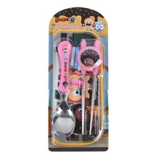 브레드이발소 초코 이지 교정용 수저 케이스 세트 유아 아동 어린이 키즈앤맘 아동용품 유아용품 캐릭터용품 어린이집 단체선물, 핑크, 1개