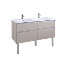 米色雙水槽落地式浴室櫃，抽屜收納，防潮耐用，簡約設計，易於安裝, 米色, 1個