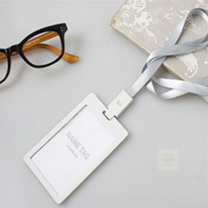 둘스토어 목걸이 사원증 명찰줄, (가로/흰색)