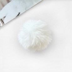 헤세드 (1p) 4.5cm 인조 밍크 페이크퍼 모자방울 털방울 폼폼볼-고리형, 1개, 화이트