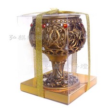 弘麒地球家 八吉祥鏤空燭台(高座) 蠟燭台 電子蠟燭座 佛前燈 法寶燈座, 古銅色座1入, 古銅色