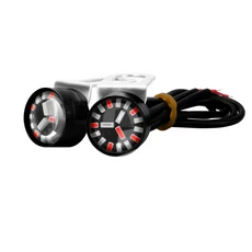 2PCS 오토바이 스트로브 LED 3색 이글아이 점멸등 브래킷 포함 주간 주행등 스포트라이트 전동 액세서리, 02 black shell