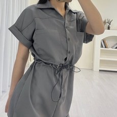 JinG 立領排釦短袖連身短褲