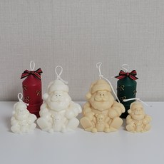 빈티지 산타 미니 사이즈 1p 겨울 분위기 트리오너먼트 크리스마스 캔들 겨울오브제 연말선물 / 무료 선물포장, 크림화이트, 우드 세이지 & 씨솔트