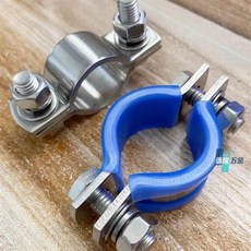 鑫隆五金 304不鏽鋼加厚無柄平板管夾 喉箍收緊箍卡子 強力抱箍加強版, （帶膠墊）加厚抱箍,Φ20mm【M6螺絲+平彈帽】