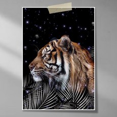 엘티에프티 성공 승진을 부르는 호랑이 포스터 그림(액자 제외) 황호랑이 백호랑이 그림 액운방지 사업잘되는 인테리어 포스터, 별빛속 호랑이 포스터