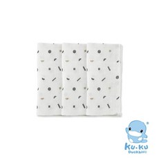酷咕鴨 KUKU PLUS 極簡幾何紗布手帕-3入