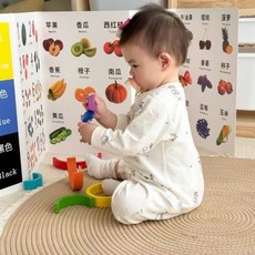 早教認知卡 立式屏風 折疊雙面兒童啟蒙看圖卡 動物認識卡 益智識字玩具, 1個, 早教認知卡屏風, Multicolor