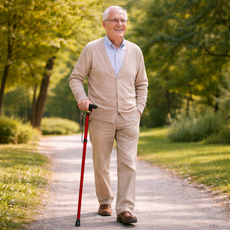 나드리몰 가벼운 길이조절 어르신 지팡이, 1개, 레드