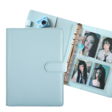 봄봄 마카롱 6공 포카바인더 A5 속지포함 다이어리 앨범, 10매, 스카이블루