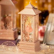 생일선물 오르골 크리스탈 발레 뮤직박스 회전 선물용 수정 장식품 인테리어 소품, 9곡배터리 손 핑크 프레임 야간등