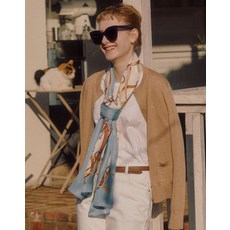 [백화점 정품] 닥스 ACC 실크 블루 체인패턴 롱 스카프 DCSC3F014