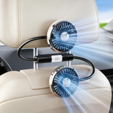 차량용 듀얼 헤드 뒷좌석 전용 미니USB 선풍기, 블랙, 1개