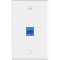 VCE 이더넷 벽면 플레이트 (UL 인증) 1개 세트 CAT6 이더넷 벽면 콘센트 암수 CAT6/CAT5E/CAT5 케이블 호환 파랑, 1-Port Blue