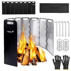 윈드스크린 리플렉터 모닥불 풍방 캠프 대형 방풍판 금속물 밀봉 에 적합하고 부드러움이 우수 모닥불 반사판 아연도금 강판 아웃도어 방풍용 한 면 검정 화로대 방풍 모닥불 바람막이