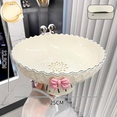 과일 접시 디저트 다용도 채반 다과 서빙 간식 북유럽, 1개, 화이트 리본 포함 A