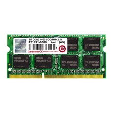 Transcend 노트북 PC 용 메모리 PC3-12800 DDR3 1600 8GB 1.5V 204pin SO-DIMM TS1GSK64V6H