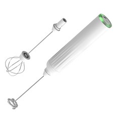 電動奶泡器 USB充電手持式打蛋器, 白色簡約版, 1個