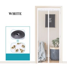 2022 뜨거운 자기 스크린 문 커튼 Anti-Mosquito Net 플라이 스크린 모기 보호 Net Magnet Spring for Doors Windows, 100x 210CM, white