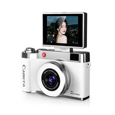 빈티지 디카 디지털 180도 회전 화면 휴대용 여행용 감성 소형 인생 레트로 지털 카메라, 64GB(화이트)