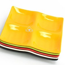 멜라민 웰빙 정사절접시 4절접시 플라스틱접시 4칸접시, 소 KJ3005 빨강색