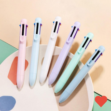 볼펜 6색 멀티펜 펜 캐릭터 단체 선물 판촉, 핑크