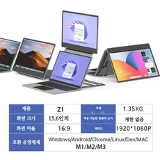 14inch 디스플레이 듀얼모니터 화면 확장 게임용, 14~15.6인치, Z1 15.6인치 1080p